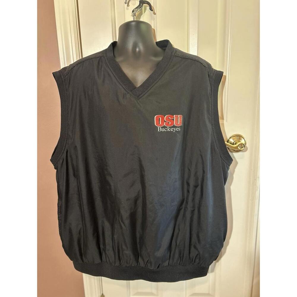 Ohio State Buckeyes Windbreaker Vest Mens XXXL Black Vintage